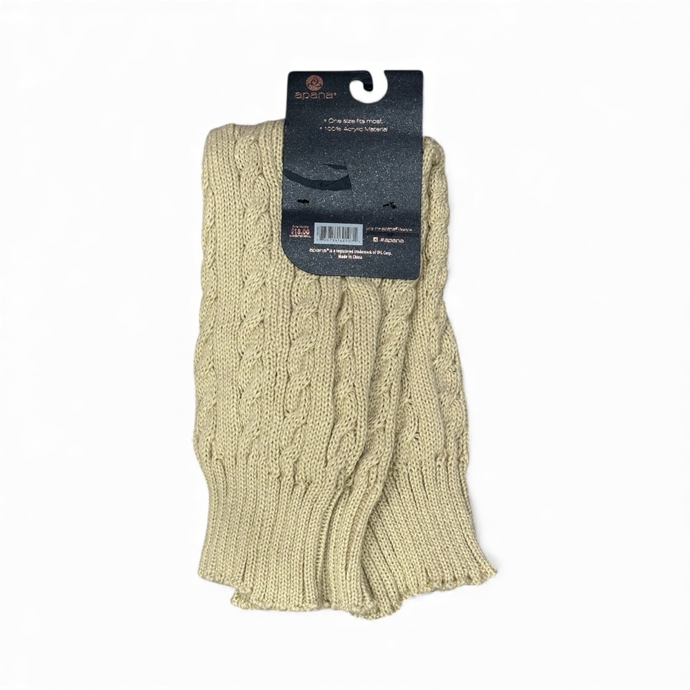 Women’s Apana Studio to Street Khaki Leg Warmers Cable Knit 1 Pair Warm Fit All - Picture 5 of 7